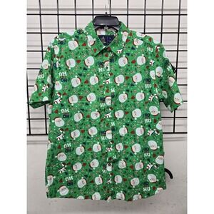 Rugby University Men's Christmas Holiday Santa Claus Button Down Short Slv XL